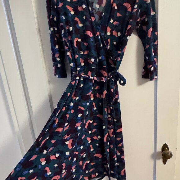 Leota Wrap Dress - Size Large - Teal Floral - Picture 3 of 6
